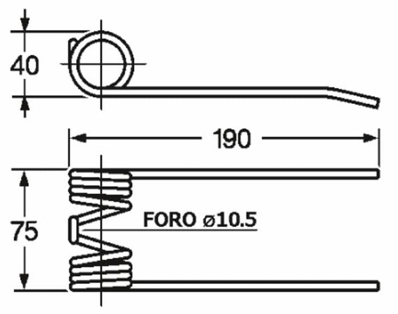 Dente Rotopressa Claas 8214211 Foro 10,5 Filo 5 confezione da 5 pezzi
