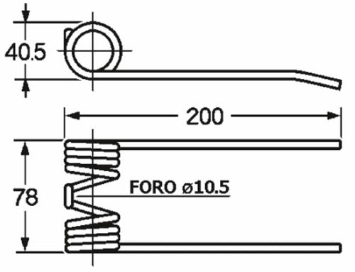 Dente pick-up adattabile Claas foro 10,5 e filo 6