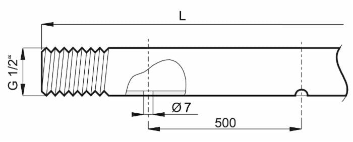 Asta diserbo in acciaio inox lunga 2070mm con filetto 1/2"