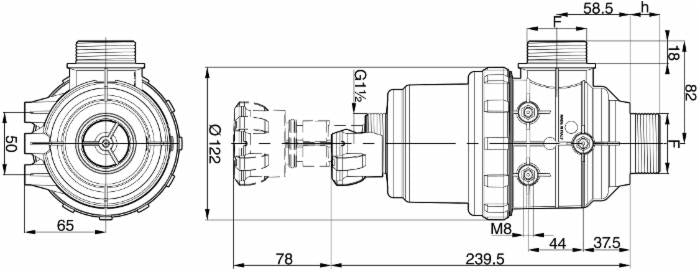 Filtro di aspirazione con valvola G 1 1/2 inox 32 Mesh