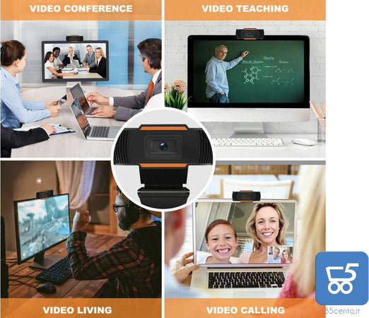 Webcam USB per PC Smart TV Con Audio Integrato Jack 3,5" 1280x720 25 FPS