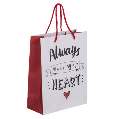 12 PZ SACCHETTO REGALO IN CARTA BIANCA ALWAYS IN MY HEART SEMPRE NEL MIO CUORE GADGET PER ADULTI ADDIO AL CELIBATO NUBILATO