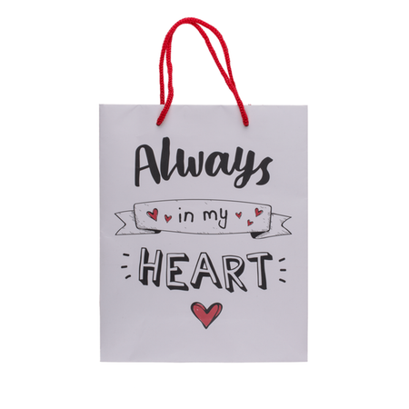 12 PZ SACCHETTO REGALO IN CARTA BIANCA ALWAYS IN MY HEART SEMPRE NEL MIO CUORE GADGET PER ADULTI ADDIO AL CELIBATO NUBILATO