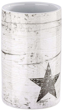 Wenko Star - Porta spazzolino in ceramica tortora, 6,8 x 6,8 x 10,8 cm