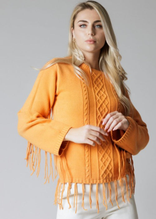 WHITE WHISE GIROCOLLO CON FRANGE E TRECCE  ALBICOCCA WW18101 Moda/Donna/Abbigliamento/Maglioni e cardigan/Maglioni Kanal 32 - Santa Maria di Licodia, Commerciovirtuoso.it