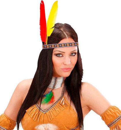 Widmann-Fascia-Indiano-con-2-Piume-Assortito-Carnevale