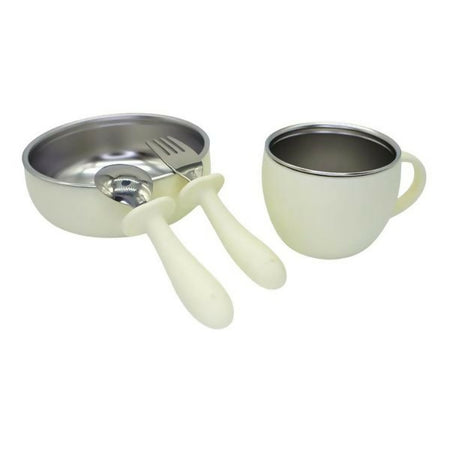 MIZU BABY - Set Pappa - Taiki Steel Food Set - set da tavolo in acciaio e silicone, 2 in 1, sicuro, antiodore