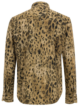 Tom Ford Camicia Slim Uomo Leopardata - Marrone/Beige da uomo