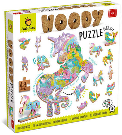 Woody Puzzle Unicorni Animali Del Mondo Puzzle Gioco Per Bambini 2-4 Anni Puzzle 48 Pezzi Ludattica