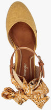 Wrangler Sandali Donna Estivi in Tessuto E Corda Sandali Con Zeppa 6,5 Cm Cinturino Alla Caviglia E Foulard Fantasia Removibile