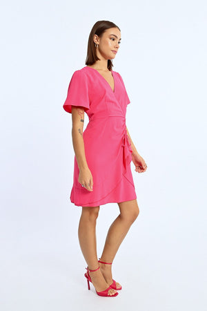 Abito Molly Bracken fucsia con scollo a v