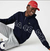 Lacoste Felpa Uomo Blu Con Cappuccio Maxi Logo Scritta LACOSTE Coccodrillo Verde Ricamato Felpa Con Cerniera Full Zip e Tasche