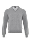 Tom Ford Maglia Grigia con Scollo a V in Cashmere e Seta da uomo