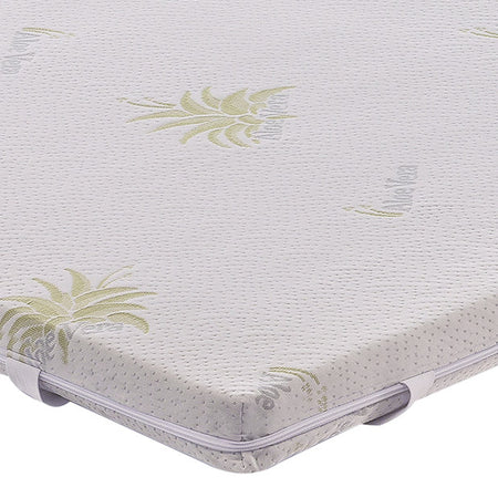 Topper in memory foam 10 cm con rivestimento in aloe vera sfoderabile