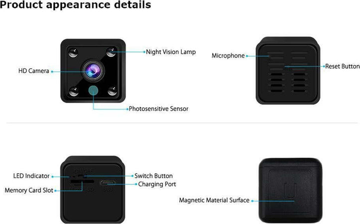 X6 Telecamera Mini Wifi Nanny Cam Sicurezza Wireless IP 1080P Visione notturna Fai da te/Sicurezza e protezione/Sistemi di sicurezza domestica/Kit video per la sicurezza domestica/Videocamere di sorveglianza/Microcamere spia Zencoccostore - Formia, Commerciovirtuoso.it