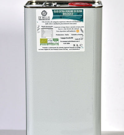 Olio Extra vergine di oliva biologico De Bellis-olio nuovo 2025! Latt 5 litri
