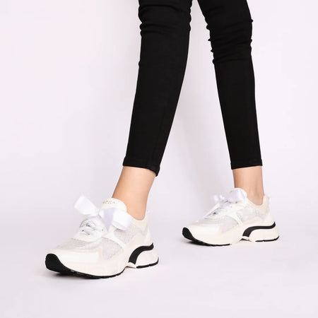 ToscaBlu Donna Sneakers Mirabel in rete con maxi fiocco colore bianco