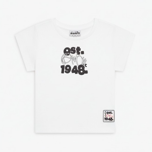 T-shirt Diadora Bambina Bianca con Logo - Collezione PE2026