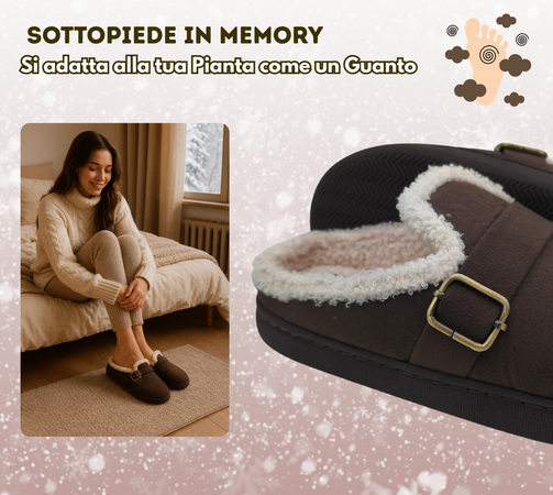 Terranova ciabatte donna invernali con pelo, calde pantofole peluche in memory foam, confort stravolgente