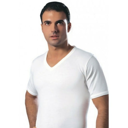 Leable maglia intima manica corta con collo a punta in cotone Inetrlok Bianco/Nero Art. 330/203 (3 Pezzi)