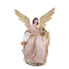 Angelo con violino in tessuto e resina color cipria decorazione natalizia da 34 cm
