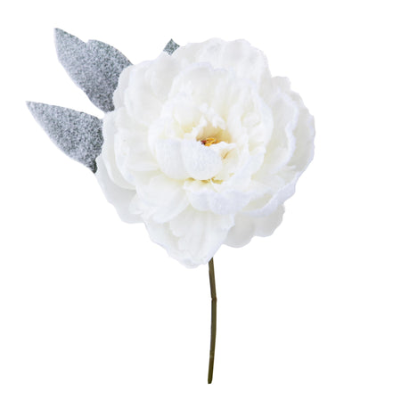 Fiore peonia in tessuto decorazione per albero di Natale h 28 cm
