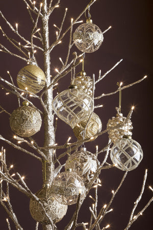 Palline natalizie in vetro Trasparente con decori Oro, Pendaglio Decorato