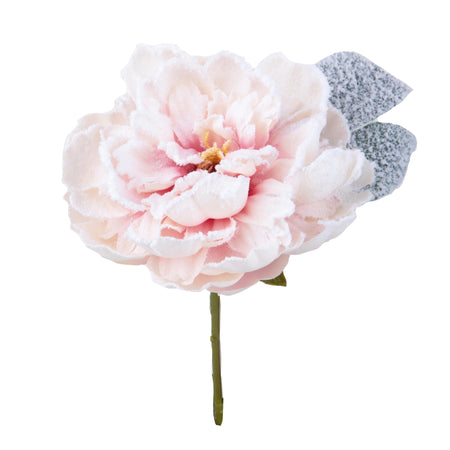 Fiore peonia in tessuto decorazione per albero di Natale h 28 cm