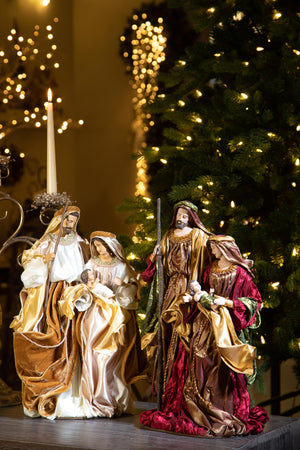 Natività monoblocco per presepe in tessuto decorazione natalizia h 47 cm
