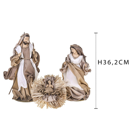 Natività completa per presepe in tessuto set da 3 statue decorazione natalizia h 36 cm