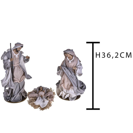 Natività completa per presepe in tessuto set da 3 statue decorazione natalizia h 36 cm