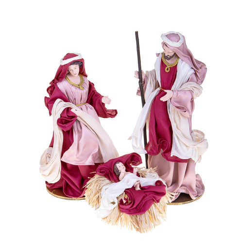 Natività completa per presepe in tessuto set da 3 statue decorazione natalizia h 36 cm