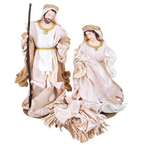 Natività completa per presepe in tessuto set da 3 statue decorazione natalizia h 36 cm