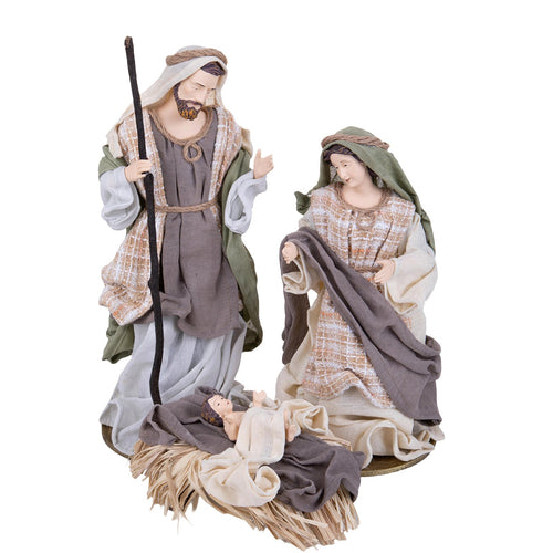 Natività completa per presepe in tessuto set da 3 statue decorazione natalizia h 36 cm