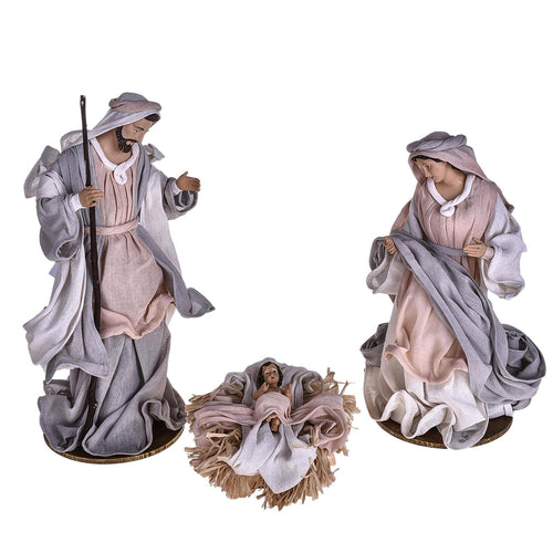 Natività completa per presepe in tessuto set da 3 statue decorazione natalizia h 36 cm