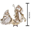 Natività completa statue per presepe con vestiti in tessuto Champagne h 46 cm