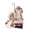 Natività monoblocco in resina per presepe, vestiti in tessuto da 40 cm decorazione Beige, Champagne e Oro