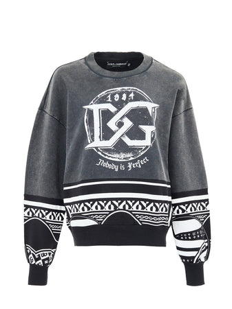 Dolce &amp; Gabbana Felpa Nera Delave con Stampa 'Nobody is Perfect' da uomo