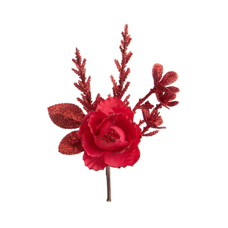 Ramo decorativo con rosa per decorazioni e composizioni floreali h 16 cm