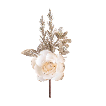 Ramo decorativo con rosa per decorazioni e composizioni floreali h 16 cm