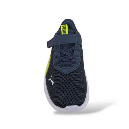 Puma FlexFocus Sneakers Bambino Grigio Giallo – Leggere con Velcro | Taglie 20-35