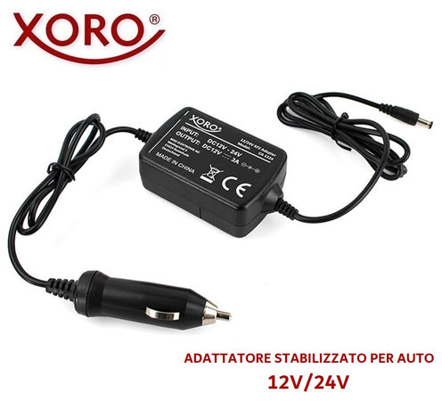Adattatore stabilizzato per auto 12V/24V per TV e Ricevitori XORO CA1224