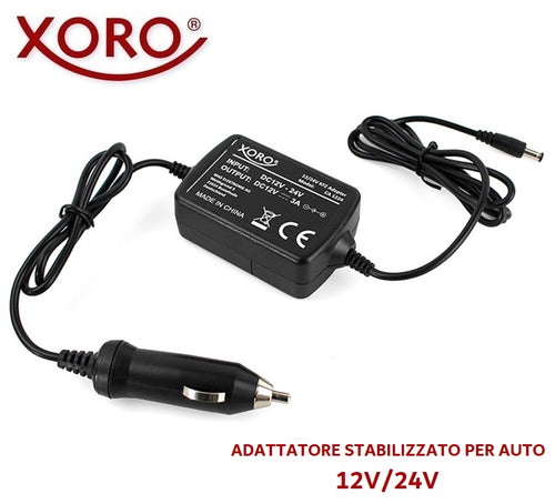 Adattatore stabilizzato per auto 12V/24V per TV e Ricevitori XORO CA1224