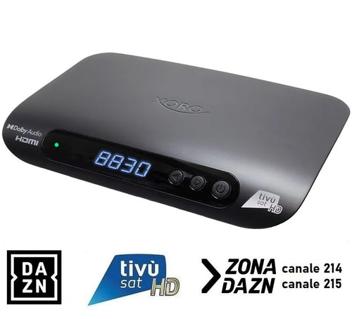 Decoder Satellitare HD Con Scheda Inclusa per Dazn e Tivusat Certificato Xoro 8830