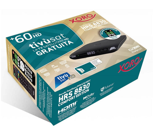 Decoder Satellitare XORO HRS 8830 COMFORT DVB-S2 con due telecomandi e Tessera Tivusat HD