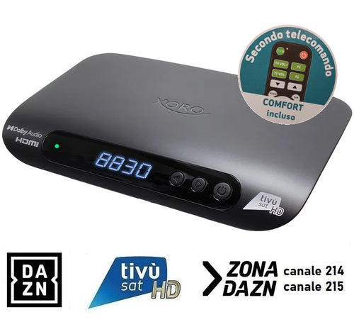 Decoder Satellitare XORO HRS 8830 COMFORT DVB-S2 con due telecomandi e Tessera Tivusat HD