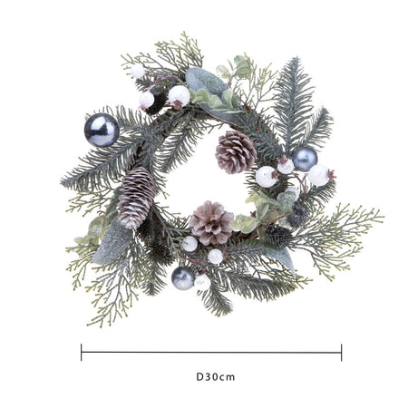 Ghirlanda tonda floreale con bacche corona natalizia, dietro porta da 30 cm