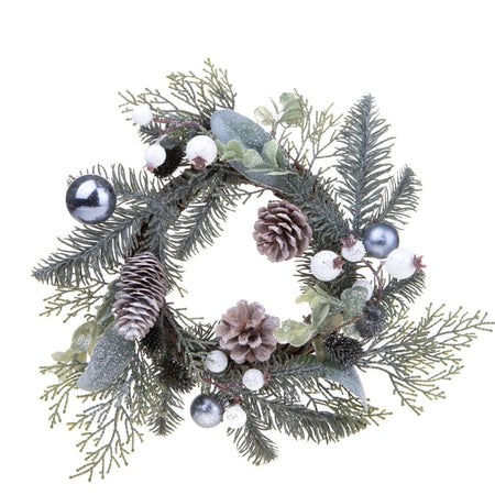 Ghirlanda tonda floreale con bacche corona natalizia, dietro porta da 30 cm