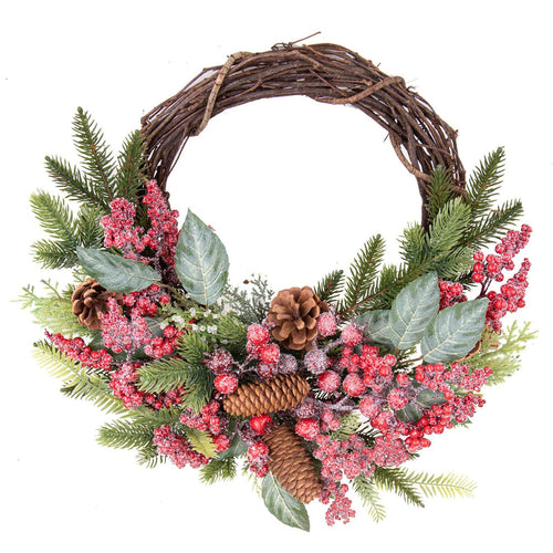 Corona dietroporta natalizia, ghirlanda appendibile con pigne, decorazione da Ø 46 cm