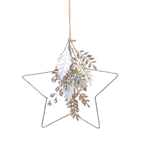 Pendente natalizio stella stilizzata con glitter decorazione per interno e esterno h 33 cm